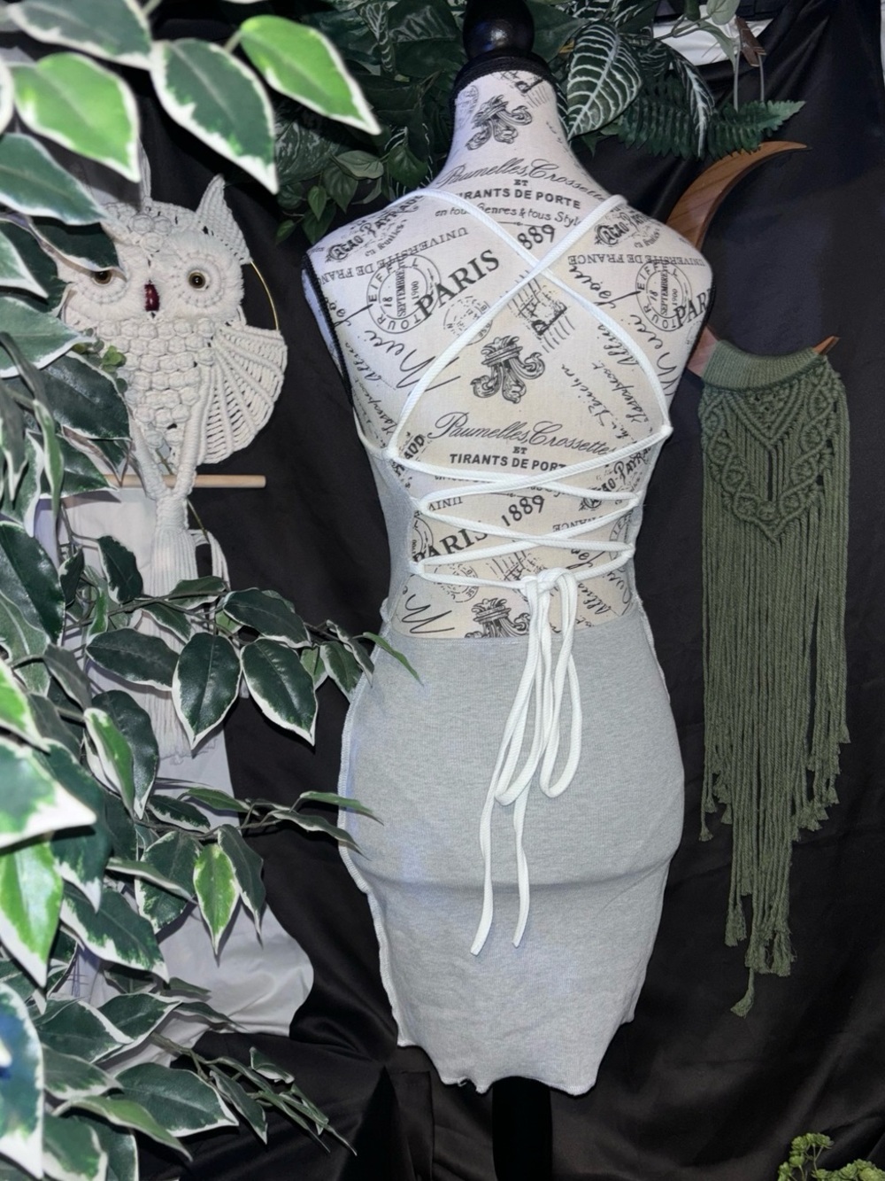 ✨ Forever 21 Gray Lace-Up Bodycon Mini Dress | Size M | Y2K Dress